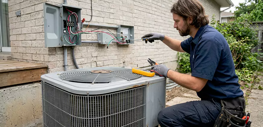 Exterior AC Unit Electrical Repair in Marina